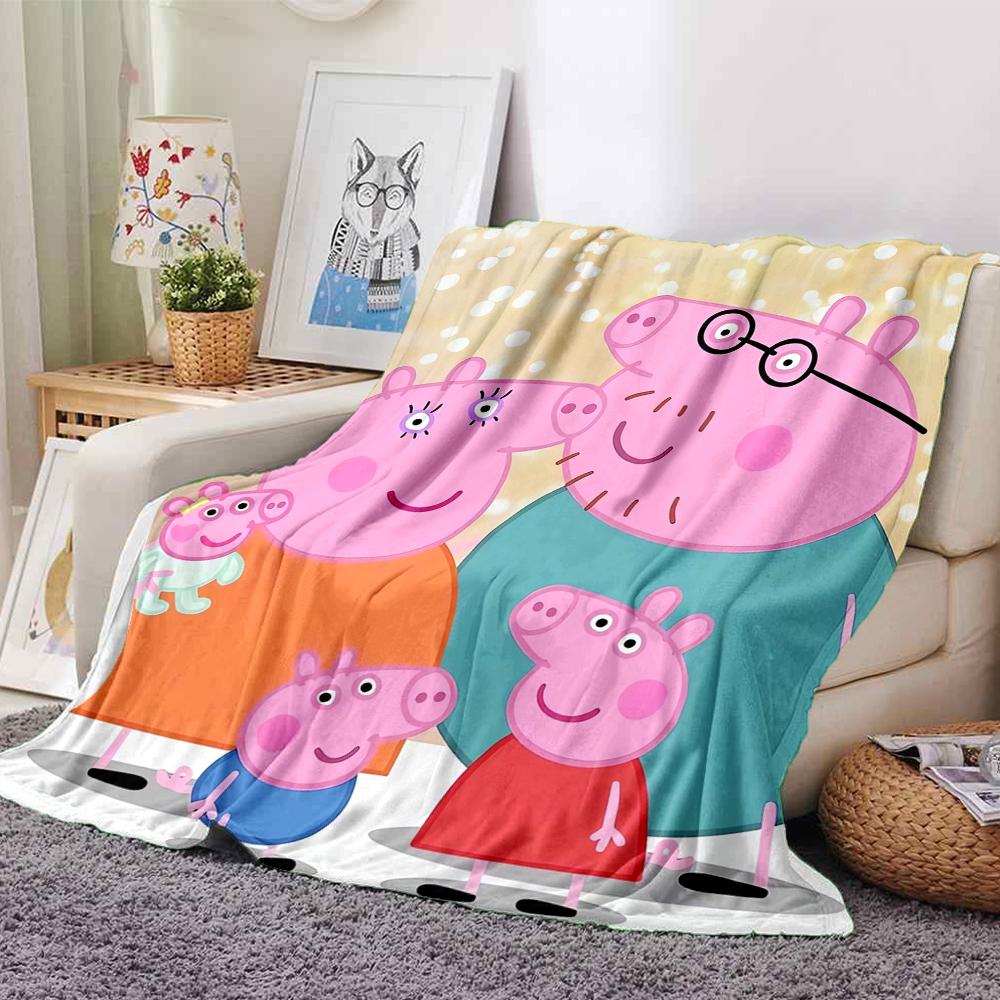 Peppa Pig Theme Printed Blanket - Perfect for Couch, Bed, Travel & Outdoor Use | Machine Washable, Cozy & Durable.