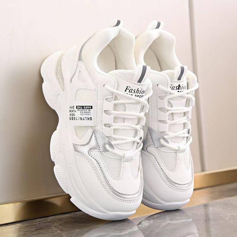 Spring Summer Women Platform White Sneakers Fashion Breathable Lace-up Wedge Vulcanzie Shoes Female Casual Sport Shoes Versatile