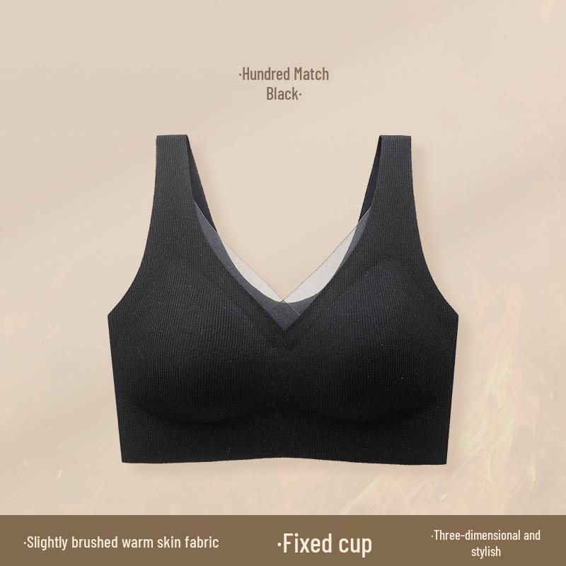 Women's Seamless Push-Up Bra - Anti-Sagging, Brushed Warm, Wirefree, Autumn/Winter, Fixed Cup