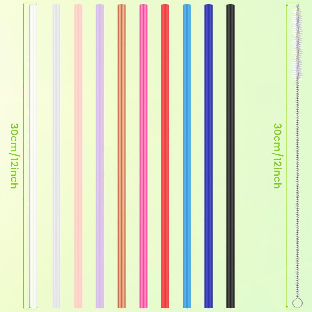 8pcs Silicone Straw Reusable Long Drinking Straws with Cleaning Brush Wrinkle Free Straws Cup accessories for stanley
