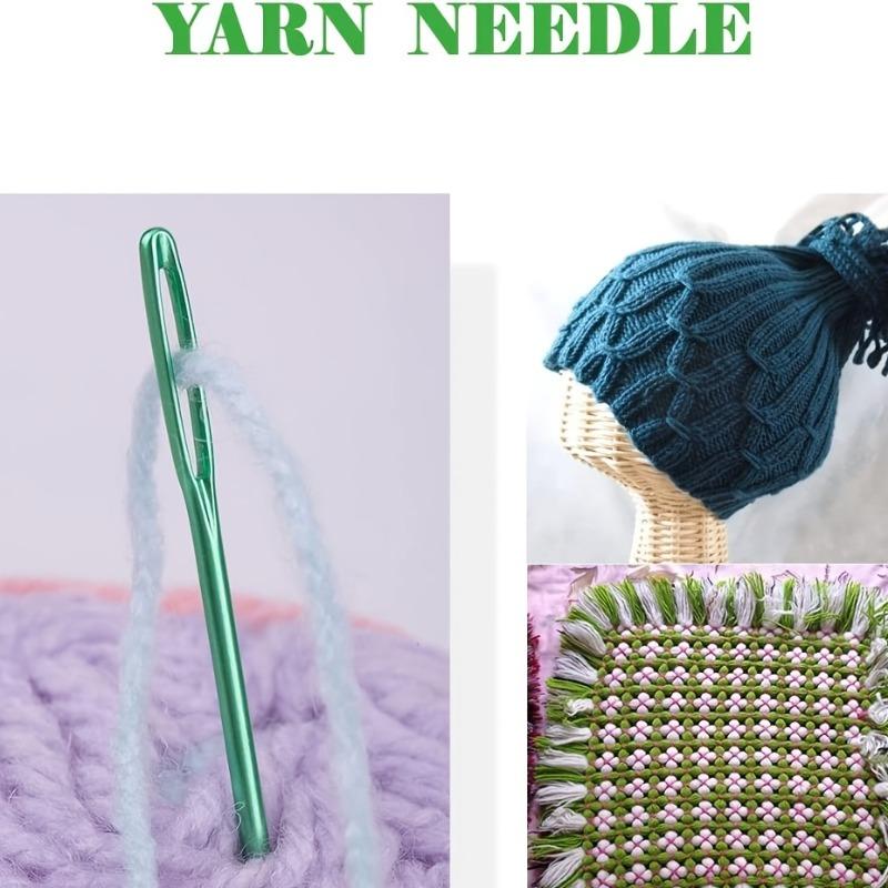Yarn Needles with Storage Tube, Big Eye Knitting Needles, Random Color Curved Aluminum Sweater Needle-wool Thread Threading Machine Sweater Stitching