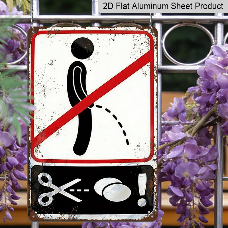 2D Flat 1pc Metal Sign, No Peeing Warning Sign, Durable Aluminium Metal Plaque, Suitable for Bars, Bedrooms, Restaurants, Kitchens, and Home Decor