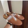 Fashion 2024 Woven Sandals Mules For Women Fashion Band Slingback Flats Summer Elegant Flats Sandals Casual Flat Comfortable Shoes