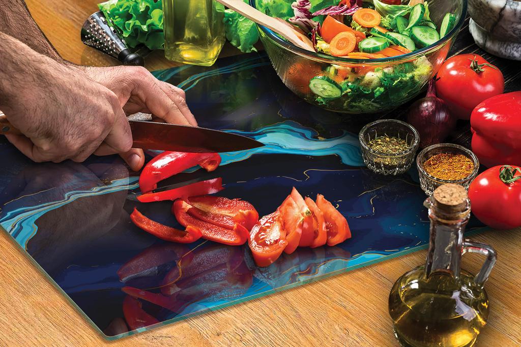 TABLA DE CORTAR DE CRISTAL 40x30 MÁRMOL