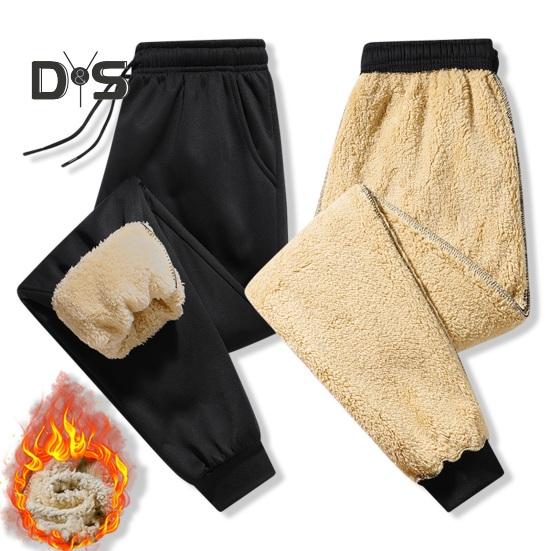 Pantaloni invernali da uomo in pile spesso con coulisse, elastico in vita, tasche con ritenzione del calore, tinta unita, caldi, sportivi, da viaggio e da lavoro