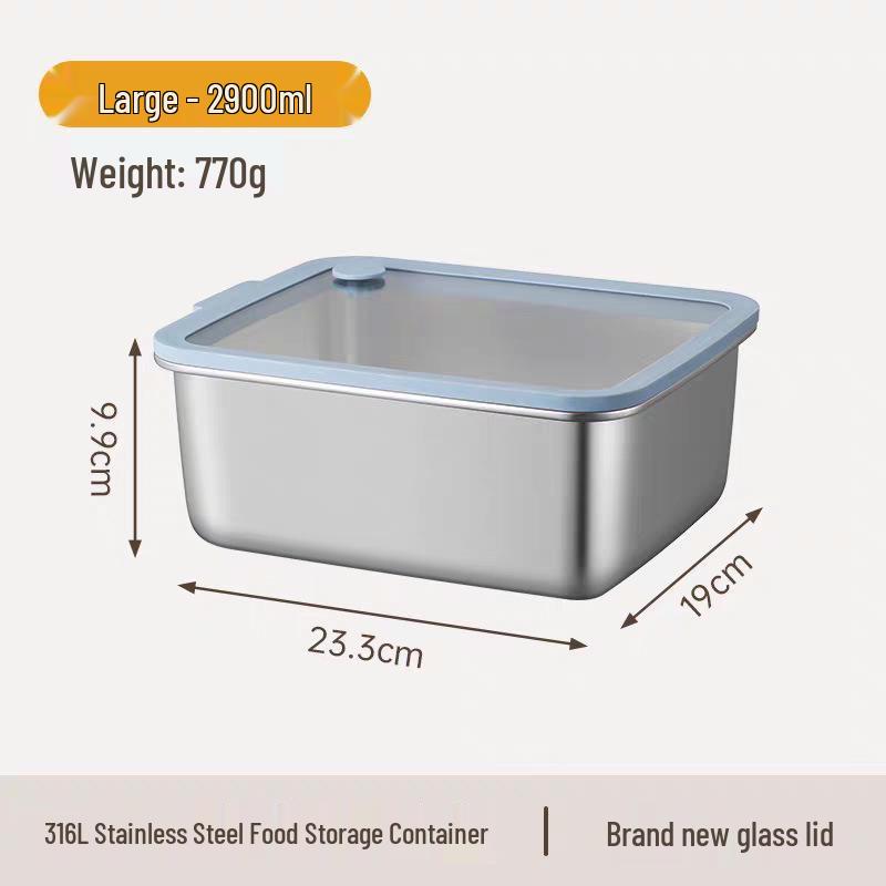 Boîte de Rangement pour Réfrigérateur et Congélateur en Acier Inoxydable 316L pour Aliments, Fruits et Légumes