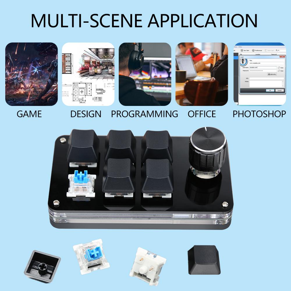 One Hand Wired RGB Keyboard Mini Mechanical Keyboard USB Custom Keyboard Macro Programmable