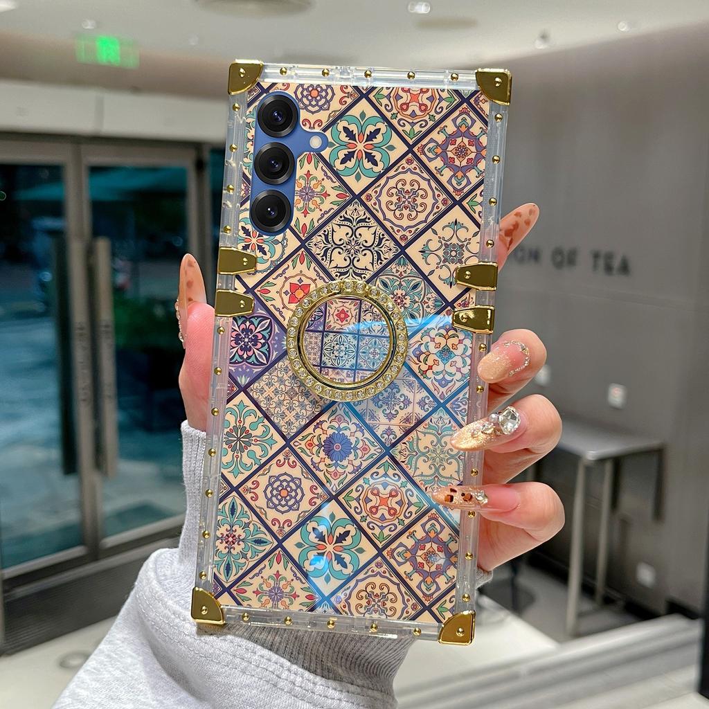 For Samsung Galaxy A16 5G/A16 4G Case Ethnic Style Pattern Electroplating TPU+PC Phone Cover with Kickstand