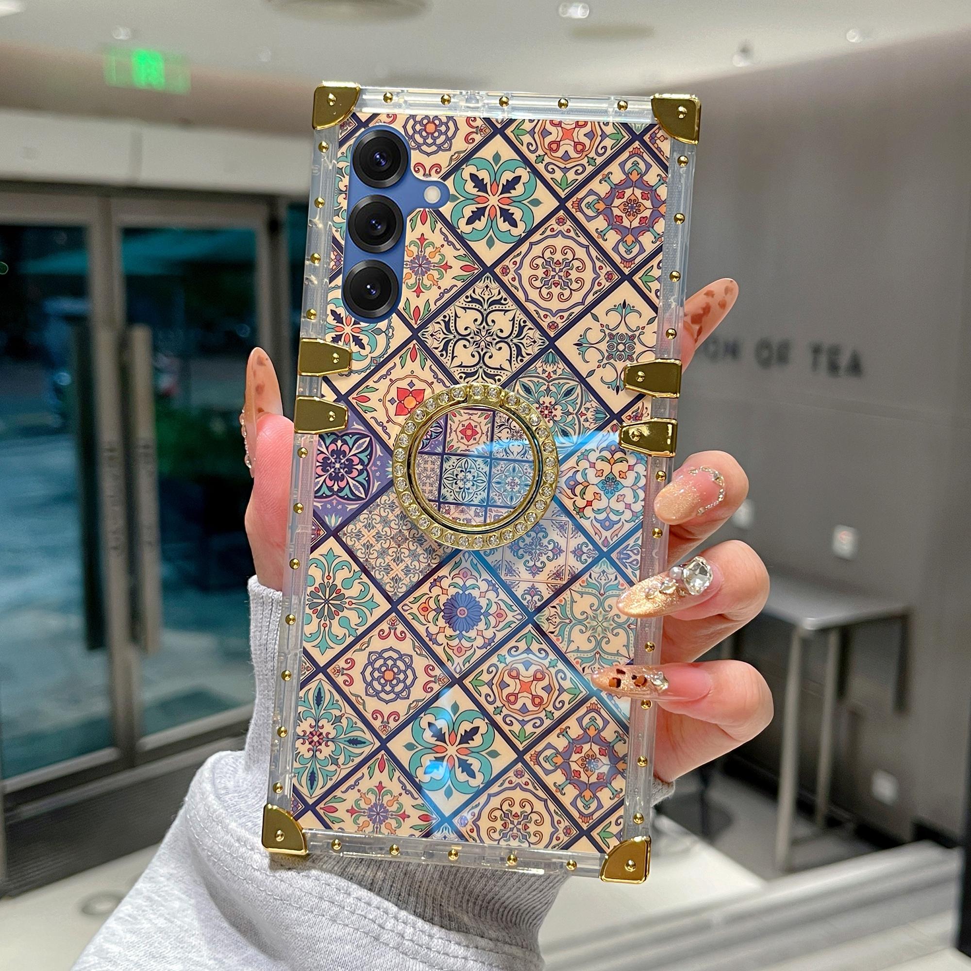 

For Samsung Galaxy A16 5G/A16 4G Case Ethnic Style Pattern Electroplating TPU+PC Phone Cover with Kickstand Type A