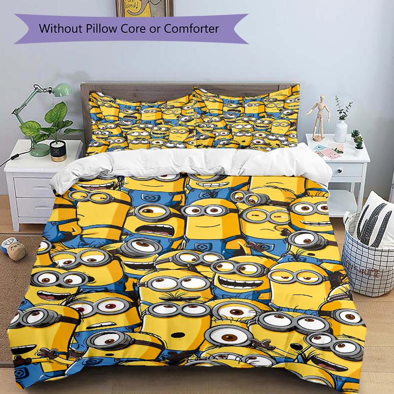 1Pc Minion Adventure Bedding Set Quilt Cover Pillowcase Home Christmas Xmas Halloween Gift 1 Duvet Cover 2 Pillowcase M92474