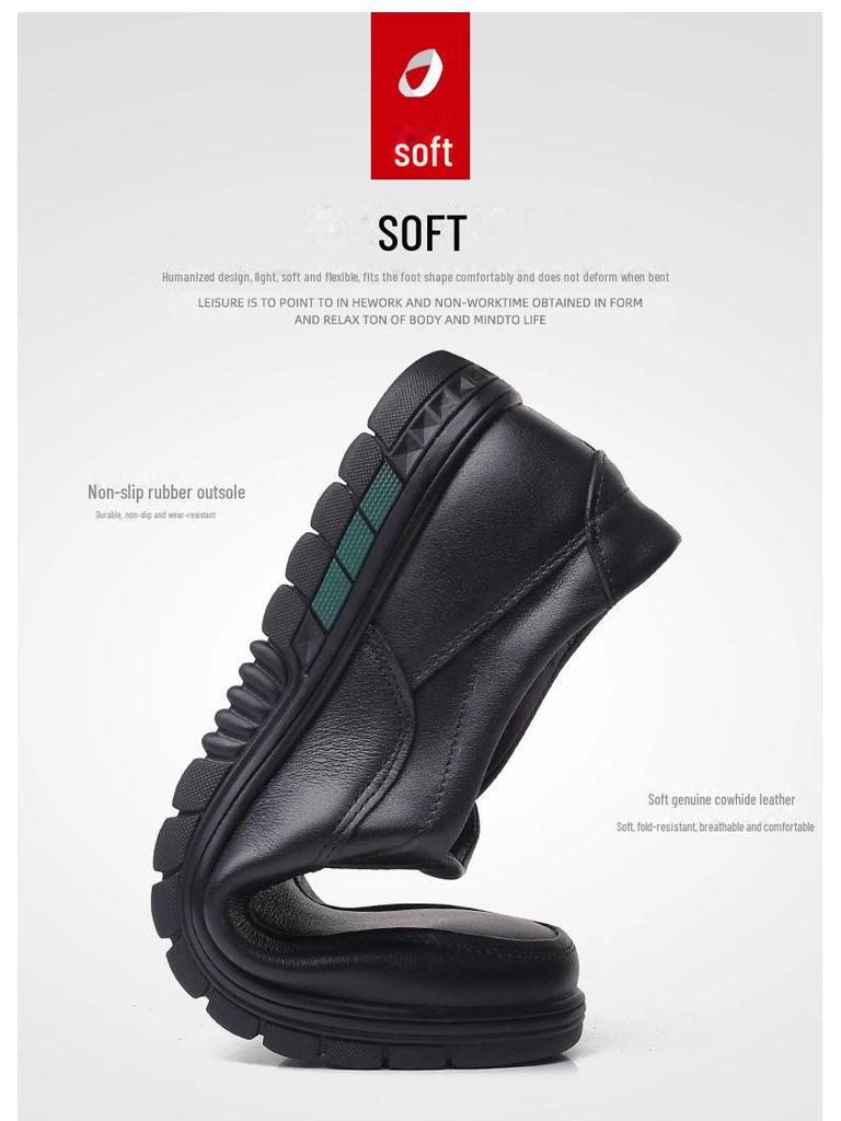 Men's Genuine Leather Non-Slip Casual Business Shoes - Breathable, Comfortable & Lightweight for Middle-Aged Dads