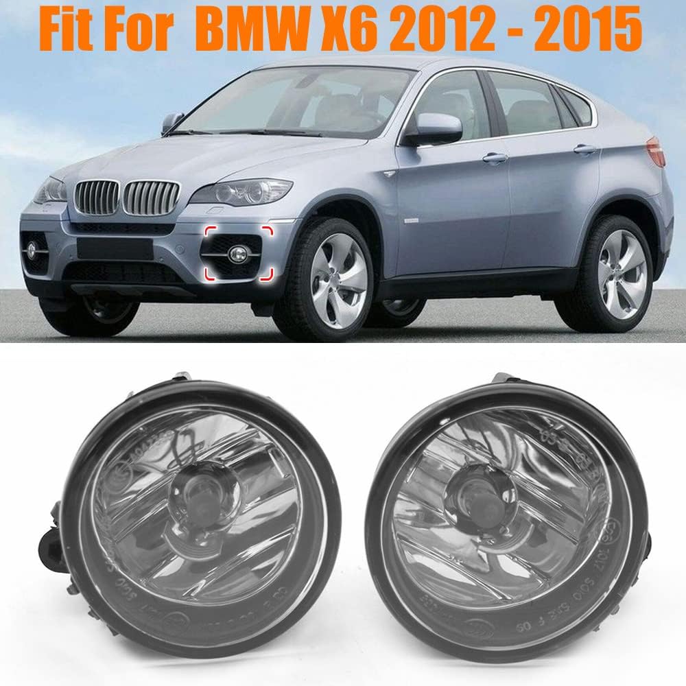 Car Front Left & Right Fog Lights with Halogen Lamp Fit for BMW X6 E71 E72 2012-2015 63177311351; 63177311352