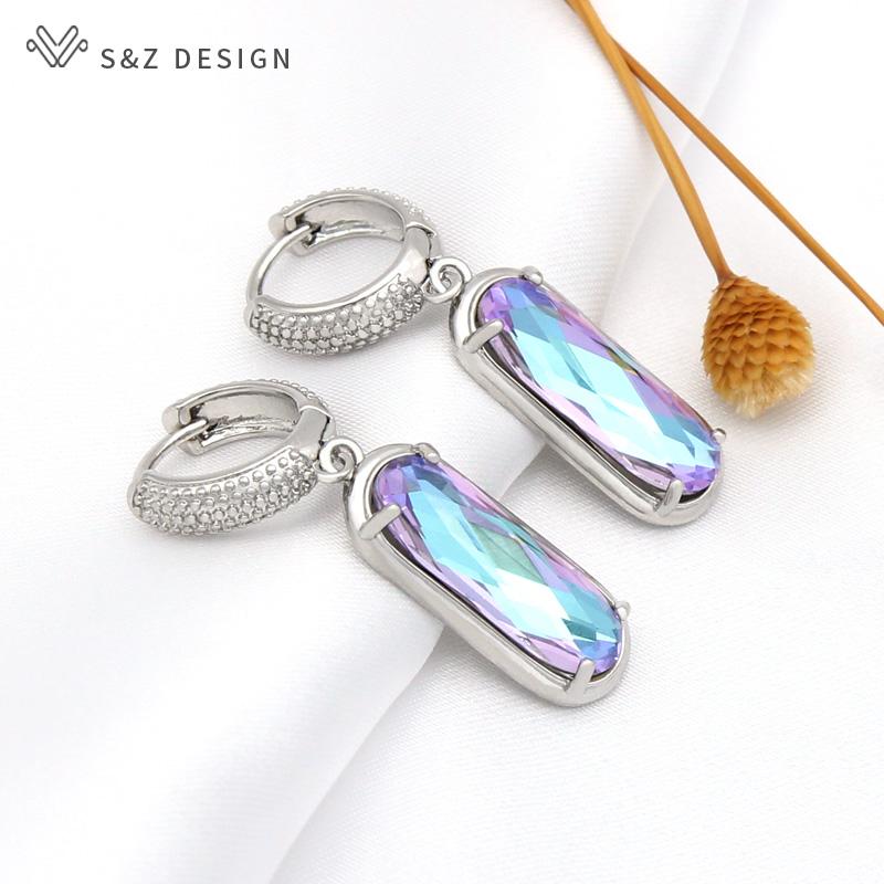 Móda Luxusní Elegantní Oválný Tvar vejce Křišťálové náušnice Pro ženy Svatební Party Šperky Dárek Cubic Zirconia Eardrop