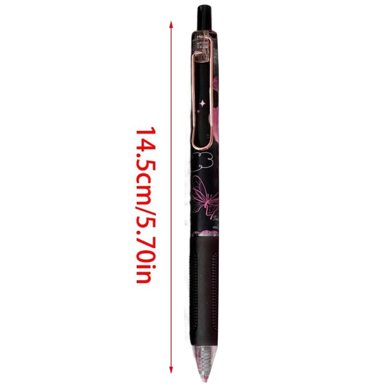 6Pcs Butterfly Gel Pen 0.5MM Tip Quick Dry Ergonomic Grip Retractable Gel Pen Office Supplies for Writing Journaling