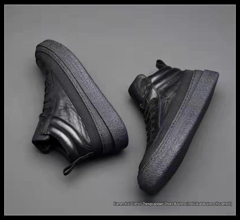 Herren Trendige High-Top Stiefeletten: Herbstliche Lässige Plus Samt Leder Rindsleder Schuhe