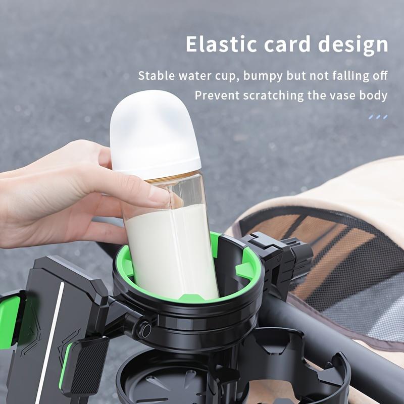 Stroller Cup Holder with Phone Stand, 3-in-1 Universal Multifunctional Drink Holder for Strollers, Walkers, Bikes & Wheelchairs