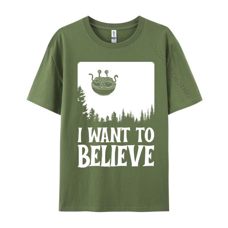 Flying Spaghetti Monster Fsm Pastafari I Want To Believe T Shirt 2024 New Fashion Hip Hop Cotton Fabric Men's T-Shirt Printing