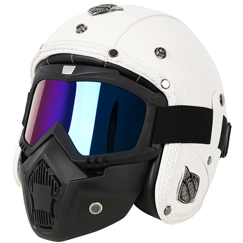 Retro Harley Helmet Crown Prince Cruising Motorcycle Helmet Men's And Women's Four Season Motorcycles Electric Bikes 3/4 Half Helmets Leather Helmets