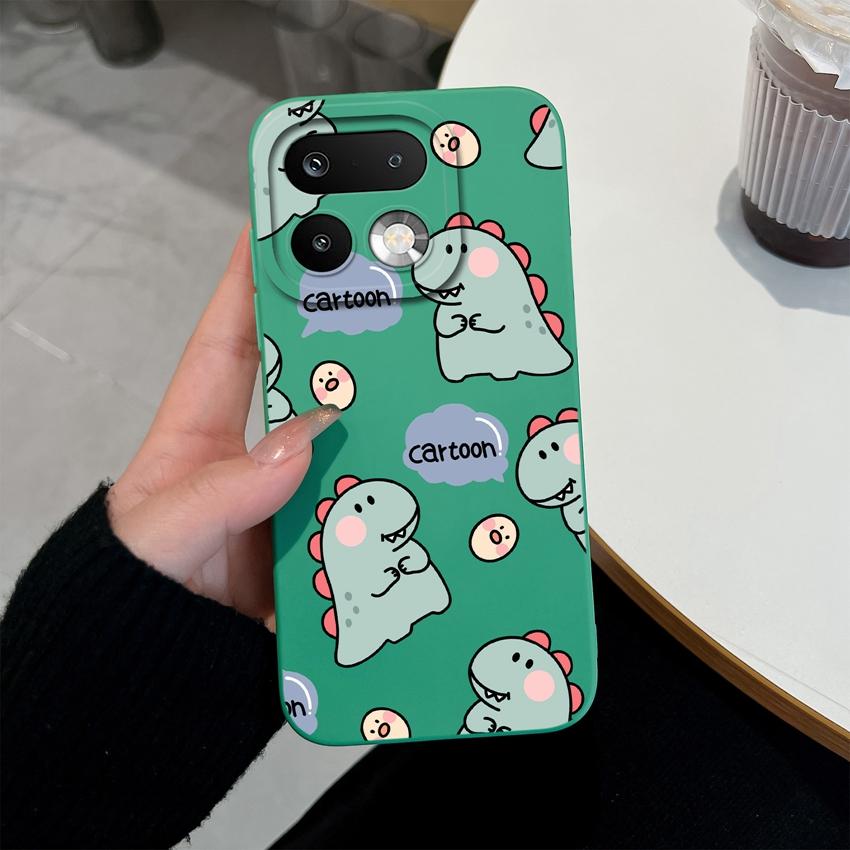 For Oppo Realme 16 14 15 Pro Plus C85 OPPO Reno 15 Pro 15F A6X Phone Case Lovely Dinosaur Camera Coverage Lightweight Soft Liquid Silicone Back Covers