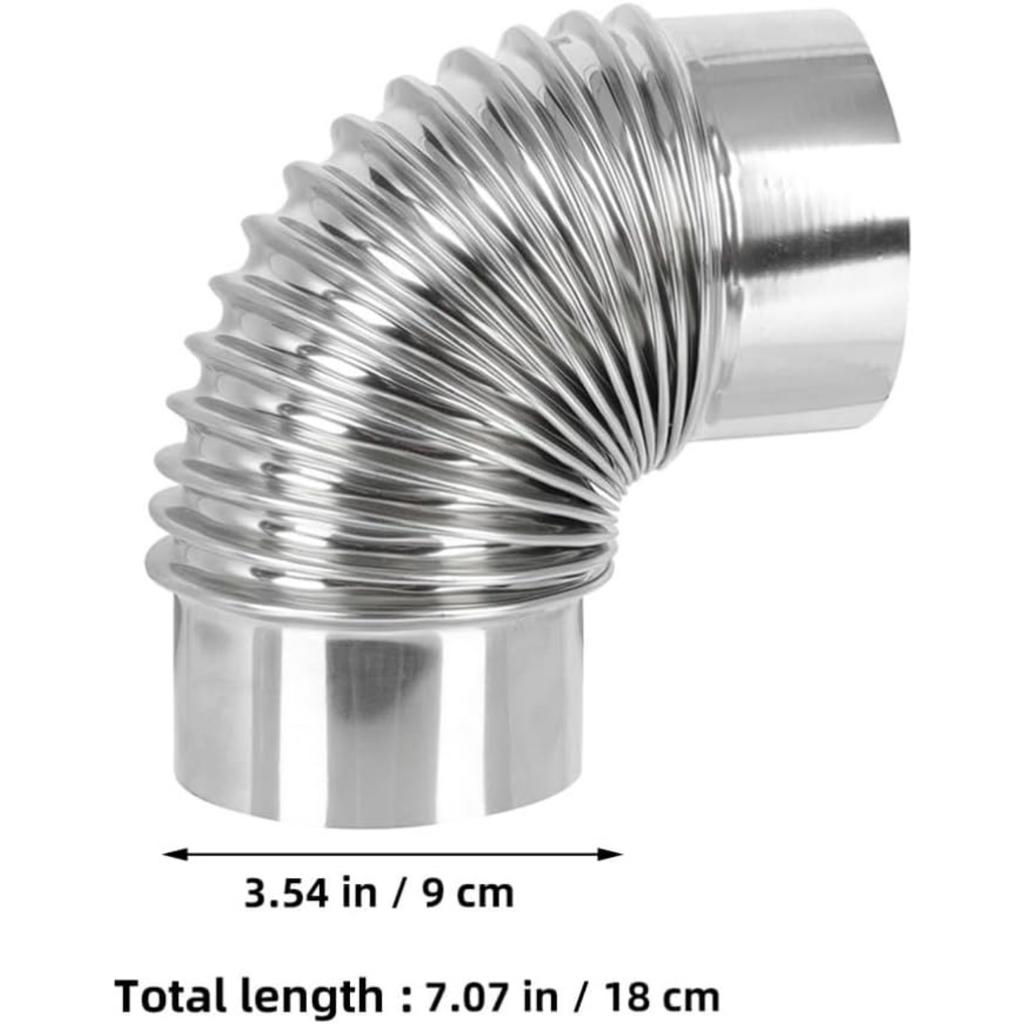 90-Grad-Ofenrohr, 3 Zoll Edelstahl-Ofenrohrbogen, Verlängerungsrohr, Kaminabzug, Auspuffrohr für Holzofen im Freien, Campingkocher