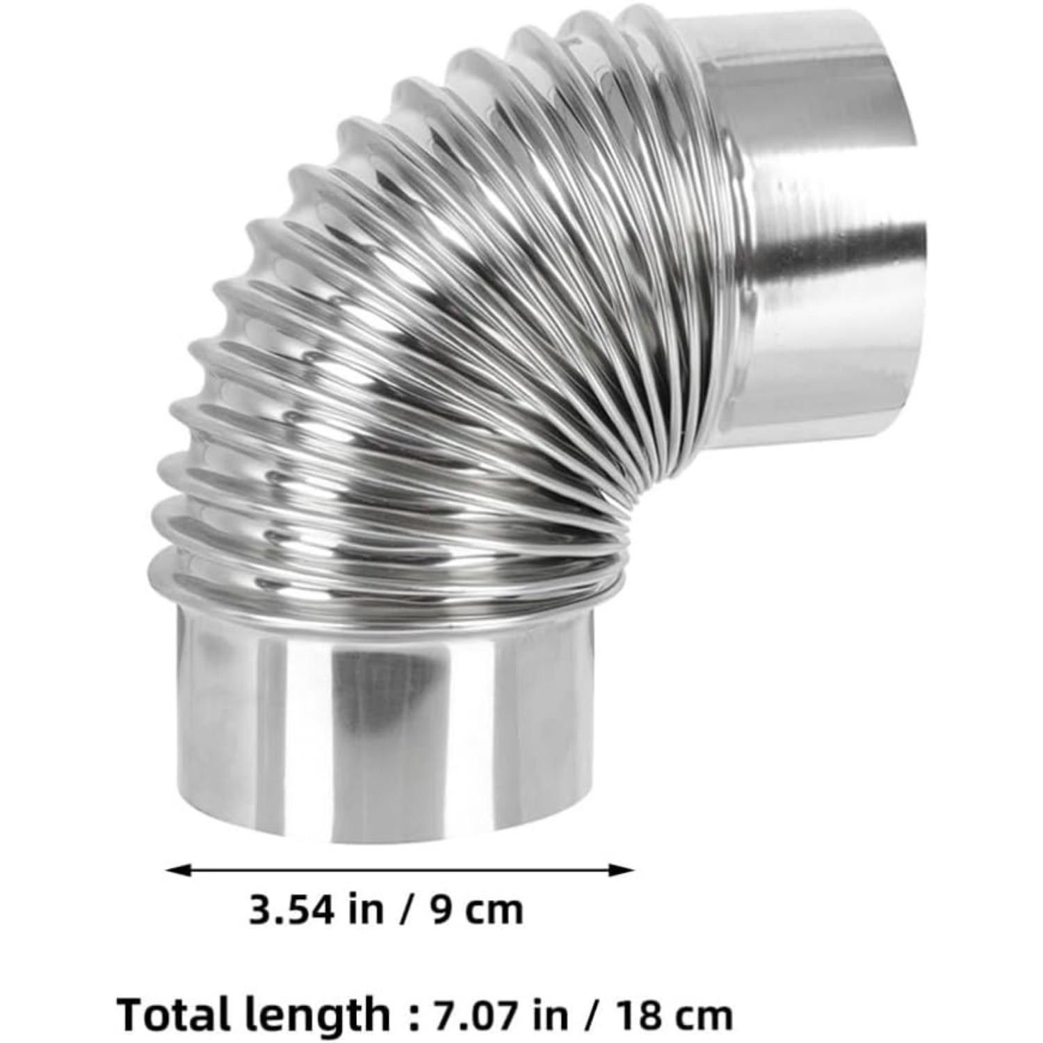 

90 градусов труба печи 3 дюйма из нержавеющей стали трубы печи колено удлинитель трубы дымохода выхлопная труба для наружной дровяной печи, походной печи 9cm