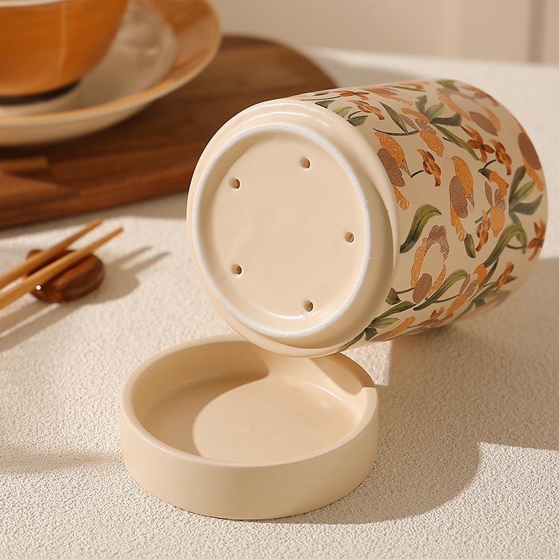 French Ceramic Kitchen Countertop Chopstick Holder & Drainer