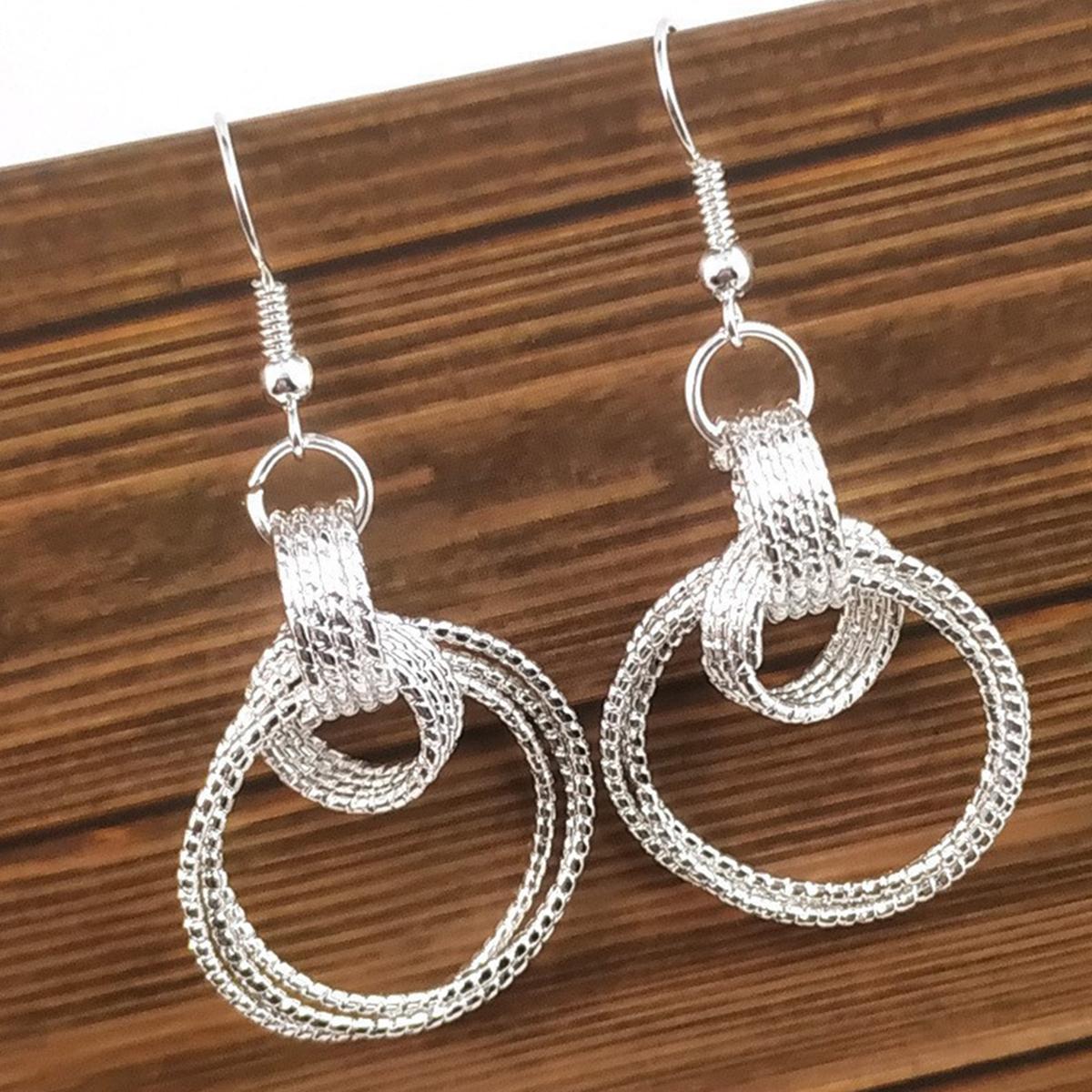 

Многоярусный дизайн Сплав цинка Серебристые серьги-крючки Элегантные украшения Медный материал с серебряным покрытием Изысканный женский подарок серебряный