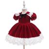 Cross-Border Infant & Toddler Puffy Sleeve Embroidered Bow Princess Dress for Christmas & Holiday Performances