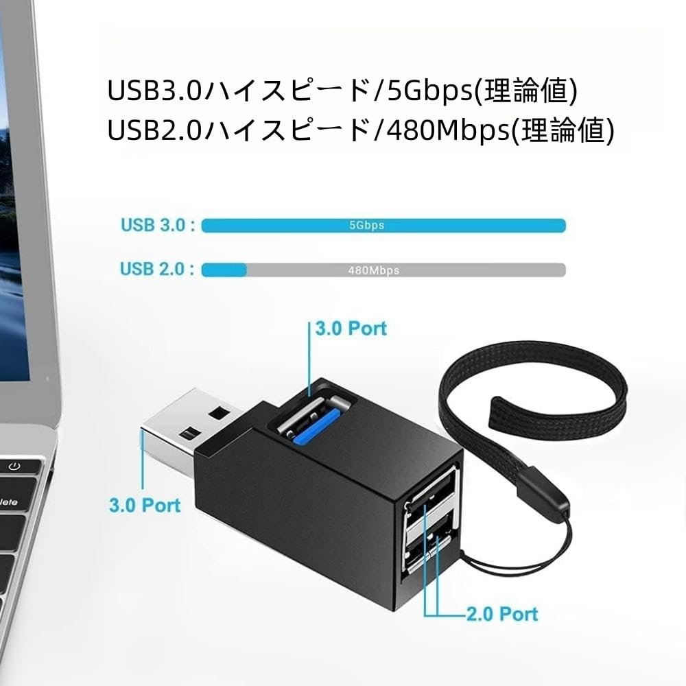 Shanado USB USB 2 USB Combo Expansion Set of Direct USB Data Lightweight and Portable for Car Black Hub, 3-Port 3.0 + 2.0 Hub, Hub, 2, Ultra-Small,