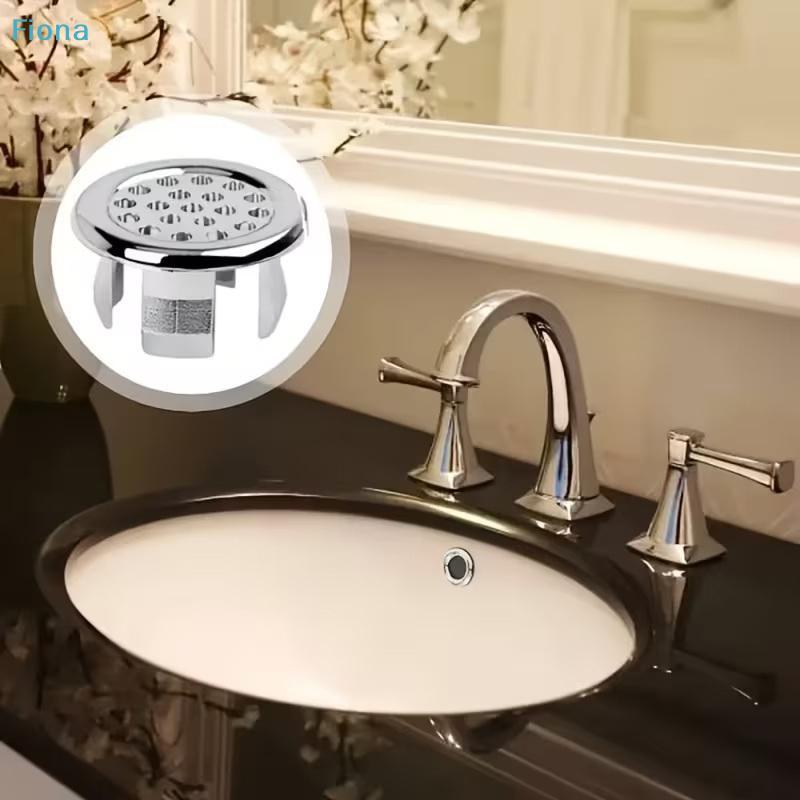 4Pcs Sink Overflow Drain Cover,Stainless Steel Bathroom Kitchen Sink Overflow Hole Cover,Easy Install Sink Overflow Cap