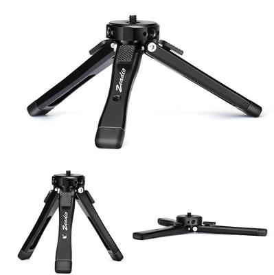 Zeadio Metal Camera Mini Height Adjustable Desktop Vlogging Tripod Stand for Smooth Osmo Vimble and Stabilizer Head Compatible with All Cameras