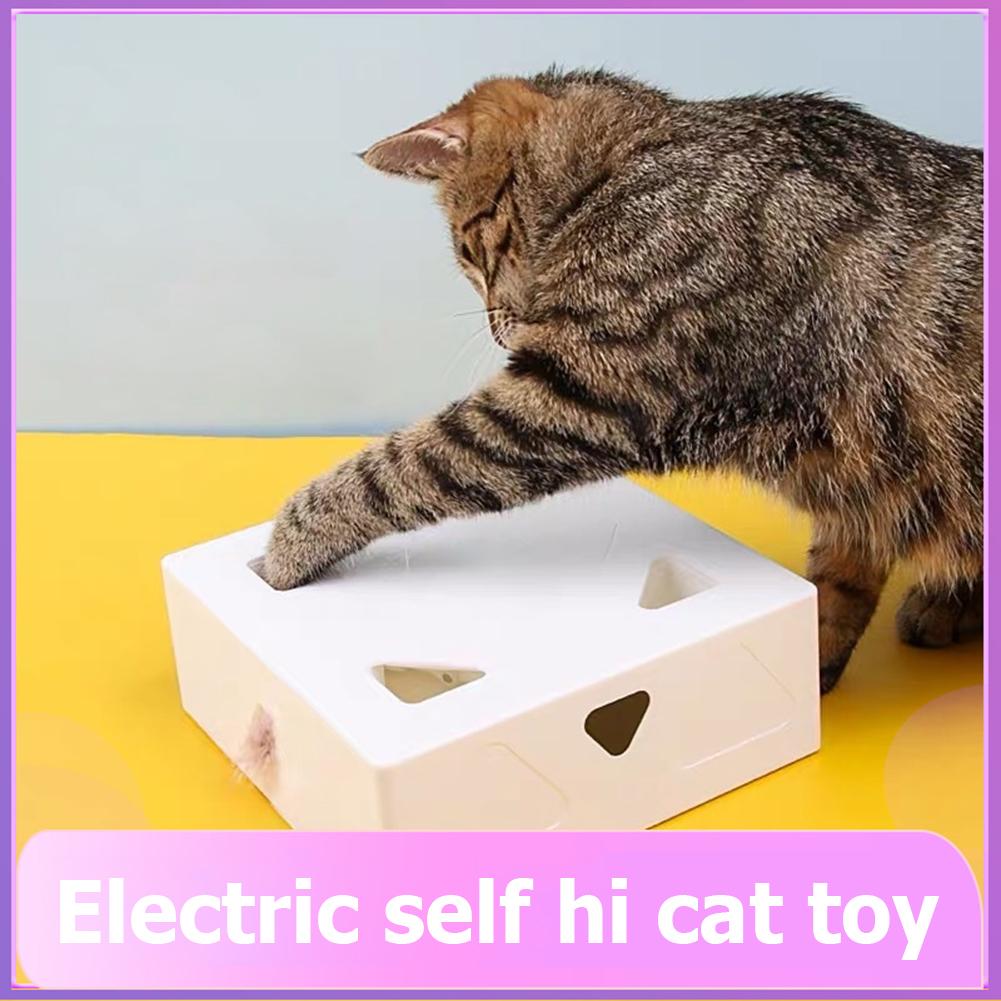 ABS Electric Cat Toy Type-c Charging Sqaure Magic Box Intelligent Cat Feather Toy Environmentally Friendly for Pet Accessories