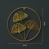 Hanging Gold Iron Arts Leaves Sculpture Ginkgo Leaf Ornaments Wall Decoration Metal Round Pendant