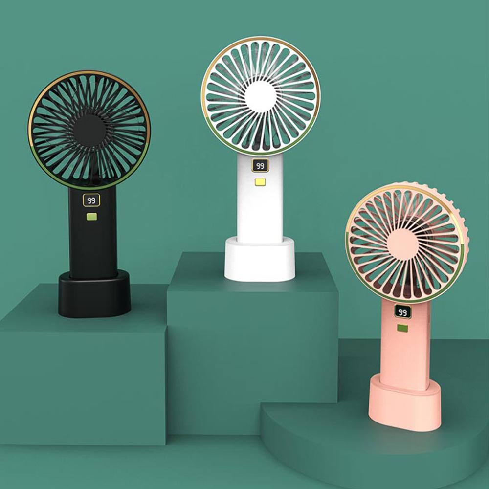 USB Mini Fan Şarj Edilebilir Taşınabilir El Fanı Dijital Ekran Tembel Geçici Seyahat Alışveriş Soğutma Ev Araba Hava Soğutucu