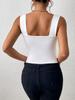 Čtvercový výstřih Tílko Široká ramínka Crop Tops Ženy Léto Košilka Jednobarevná Košilka Módní tubus Dámská zkrácená vesta bez rukávů Y2K Oblečení
