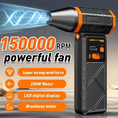 Powerful Turbo Jet Fan, Cordless Dust Blower with LED Display and BatteryIndicator. Strong Airflow Brushless Motor,8000mAh Large