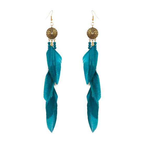 

1 пара висячих серег в богемном этническом стиле, винтажные гальванические универсальные украшения, подарок, женские длинные перья