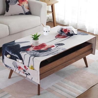 Painting Tablecloth Lotus Flower Cotton Linen Table Cover Custom Art Multi -Function Pocket Coffee Table Oil -Proof Cover