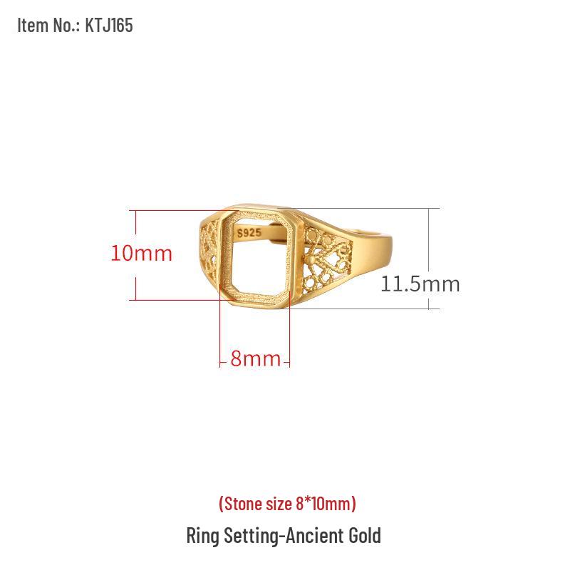 

S925 Sterling Silver Adjustable Ring with Amber or Turquoise Inlays (6*14) Adjustable Opening