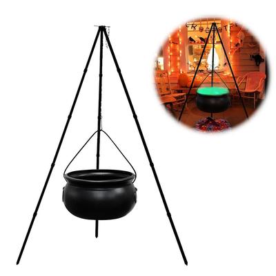 Witches Cauldron On Tripod with Lights, Black Witch Pot Halloween Bowl Decor, Candy Bucket Decoration for Home Porch Yard Lawn Party