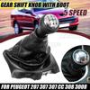 5 Speed Gear Shift Knob Gaiter Boot Cover for Peugeot 207 307 307CC 308 Gear Shifter Knob Stick PU Leather