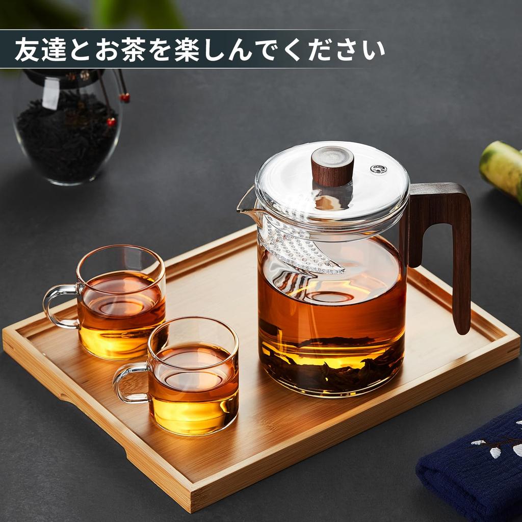 Pokaro Tea Heat-Resistant Glass Teacup, 860ml, Easy-Pour, with Lid, Integrated Strainer, and Handle, Perfect for Black Tea, Green Tea, Healthy Tea,