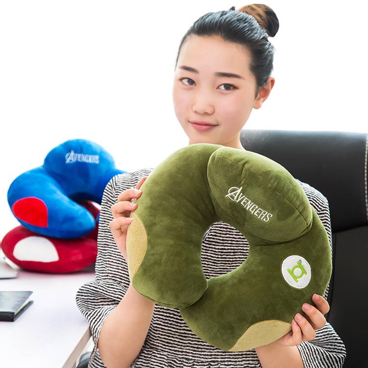 Cartoon U-Shaped Neck Pillow: Cervical Support for Napping, Office, Travel, or Driving.