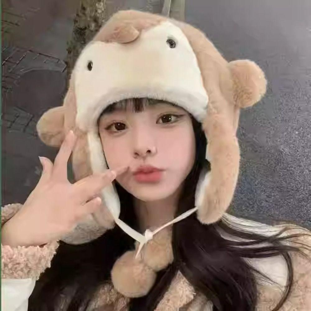 Cute Penguin Plush Hat Cold Protection Pullover Hat Sweet Beanies Caps  Kids Adult Gifts
