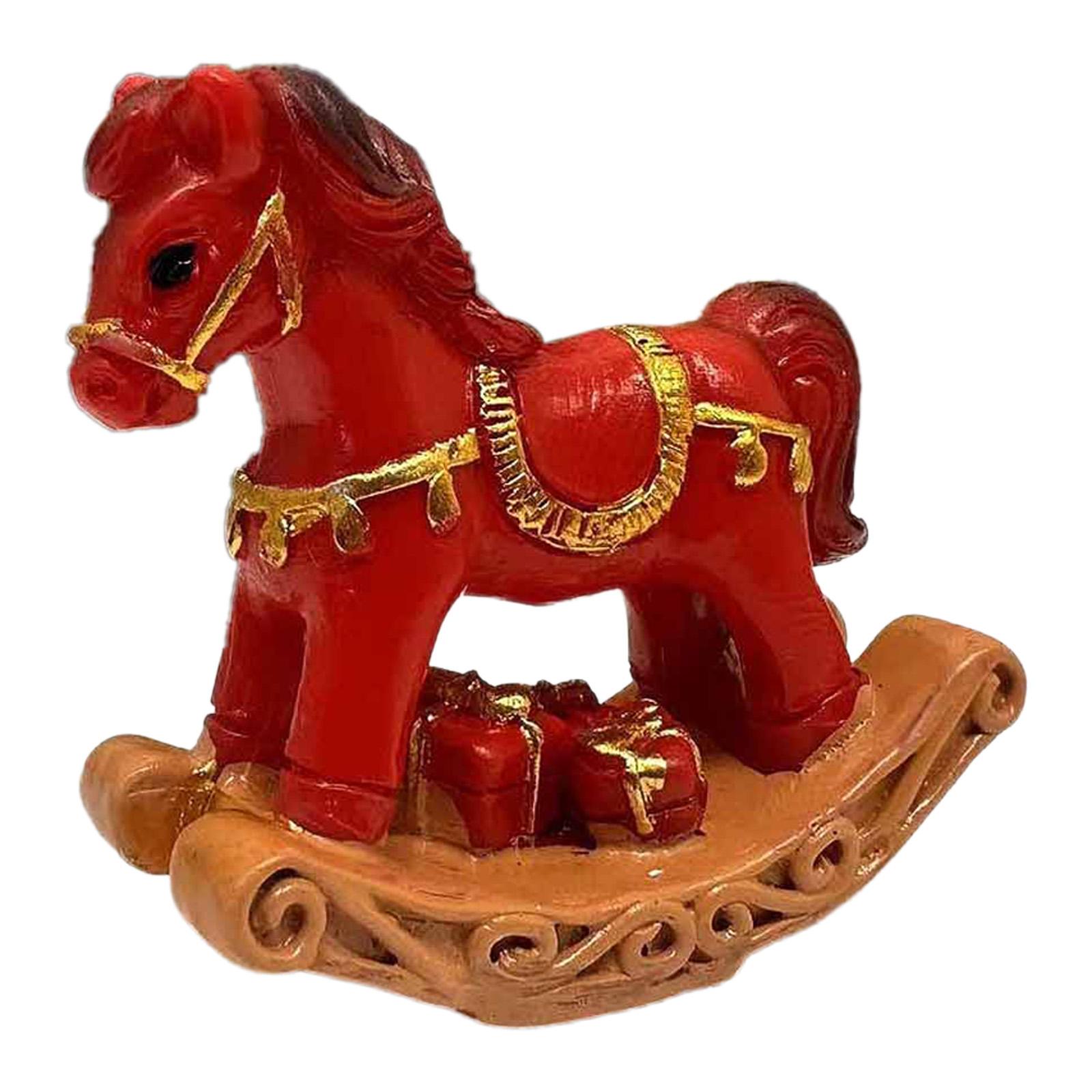 

Small Christmas Rocking Horse Decor Home Housewarming Collection Home Decor Resin Desk Figure Gift for Hotel Countertop Birthday