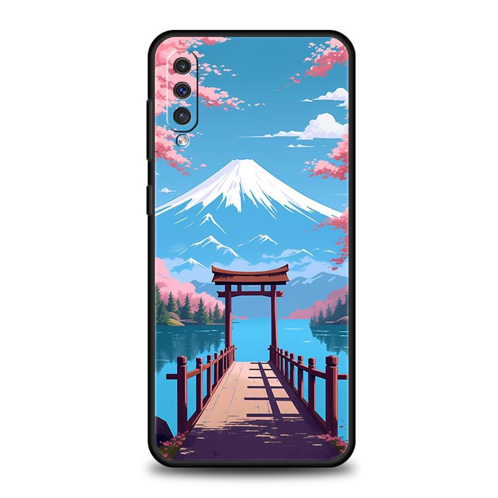 Japan Mount Fuji Malerei Kirschblüte Handyhülle Für Samsung A56 A36 A26 A34 A17 A16 A06 A14 A12 A54 A72 A52 A50 A40 A32 Abdeckung