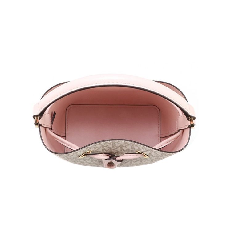 Michael Kors MK Suri Monogram Drawstring Leather Bucket Bag Women Bags Vanilla Pink 35TOGU2COB-640
