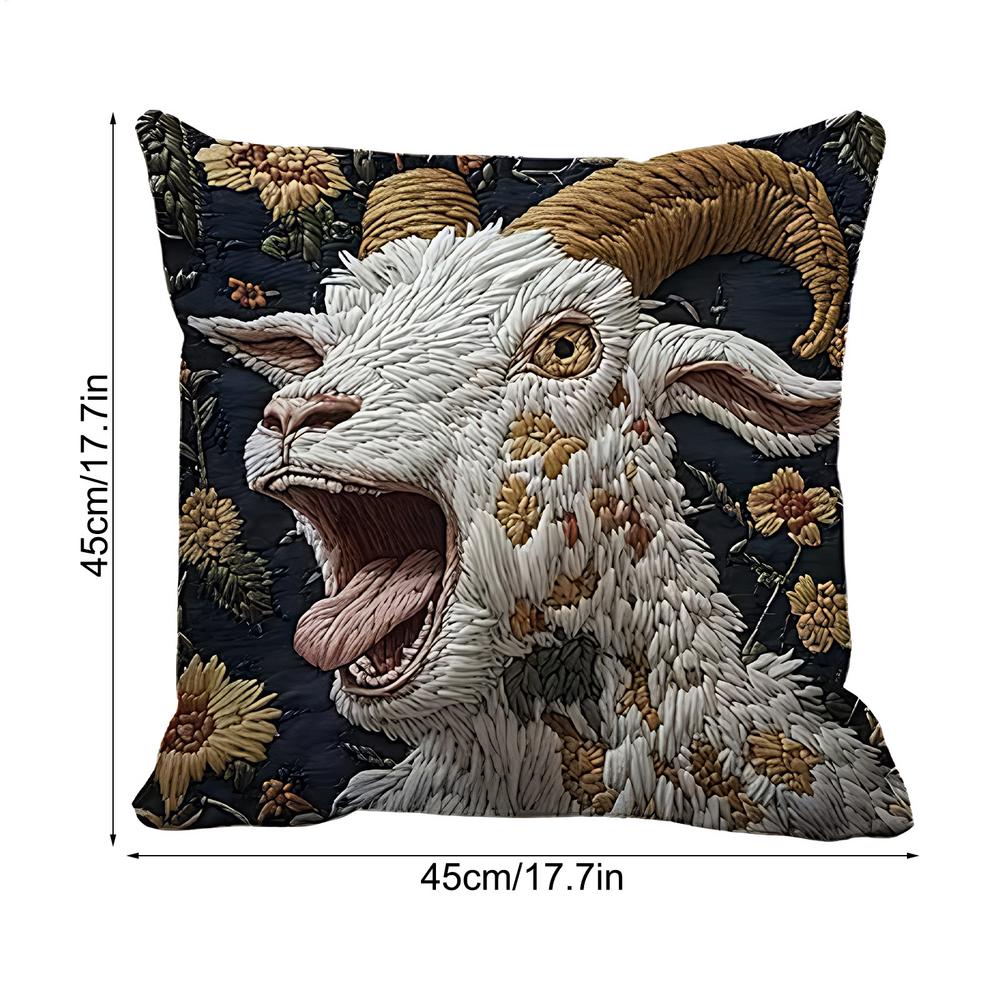 

18x18 In Screaming Goat Face Pillow Cover Funny Plush Pillowcase for Sofa Bed Home, Novelty Decorative Cushion Case