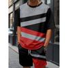 Conjunto Casual de Camiseta a Rayas y Shorts para Hombre Verano Transpirable Dos Piezas para Playa, Vacaciones y Ocio al Aire Libre