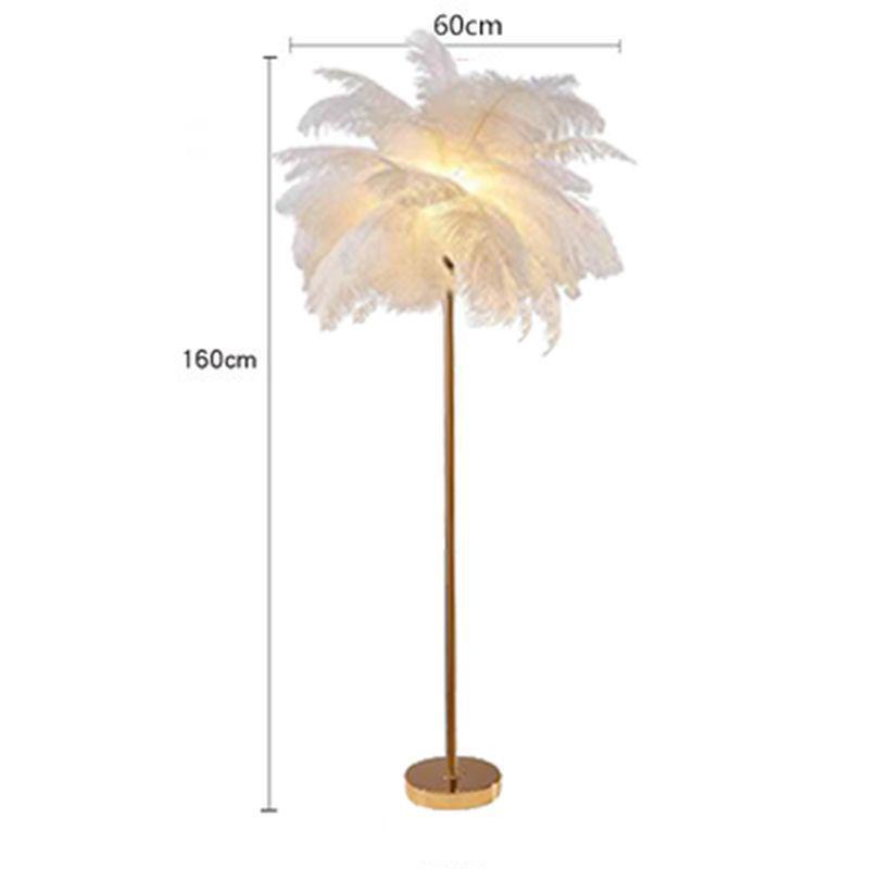 Ostrich Feather Romantic Floor Lamp - French Influencer Style for Living Room or Bedroom